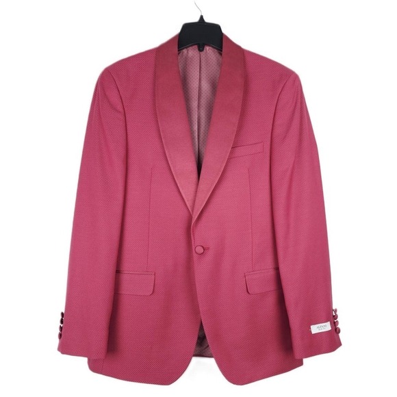 Alfani Men's Slim-Fit Stretch Textured Diamond Grid Tuxedo Jacket Rose 40R NWT - Picture 1 of 4